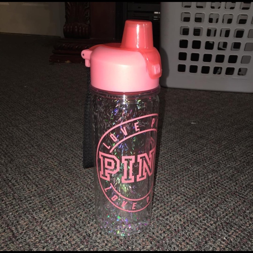 PINK Water Bottle With Iridescent Flakes